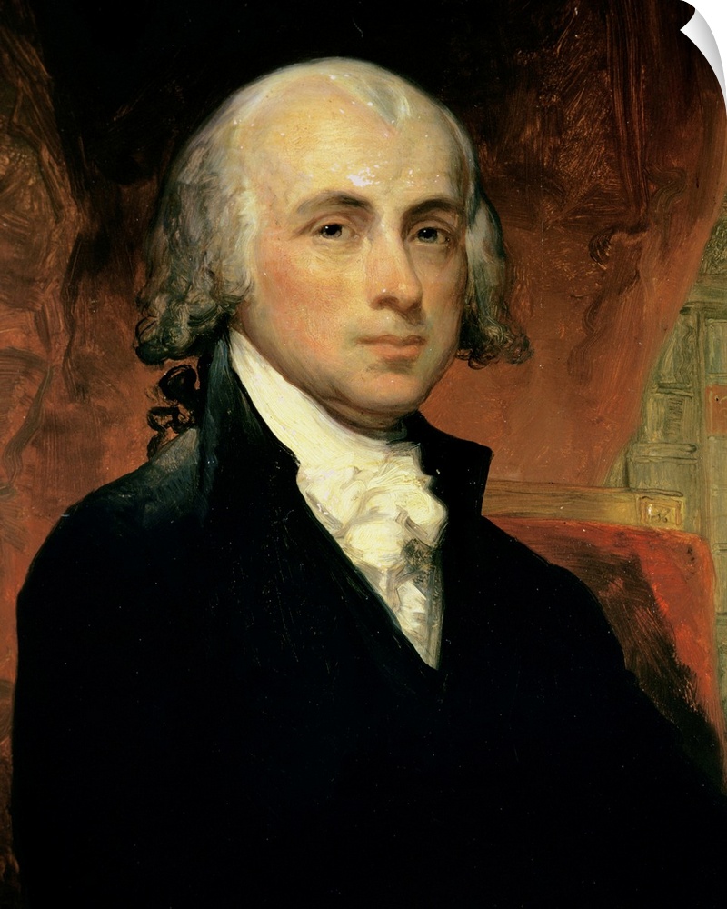 XIR159176 James Madison (1751-1836) (oil on canvas); by American School, (19th century); Musee Franco-Americaine, Bleranco...