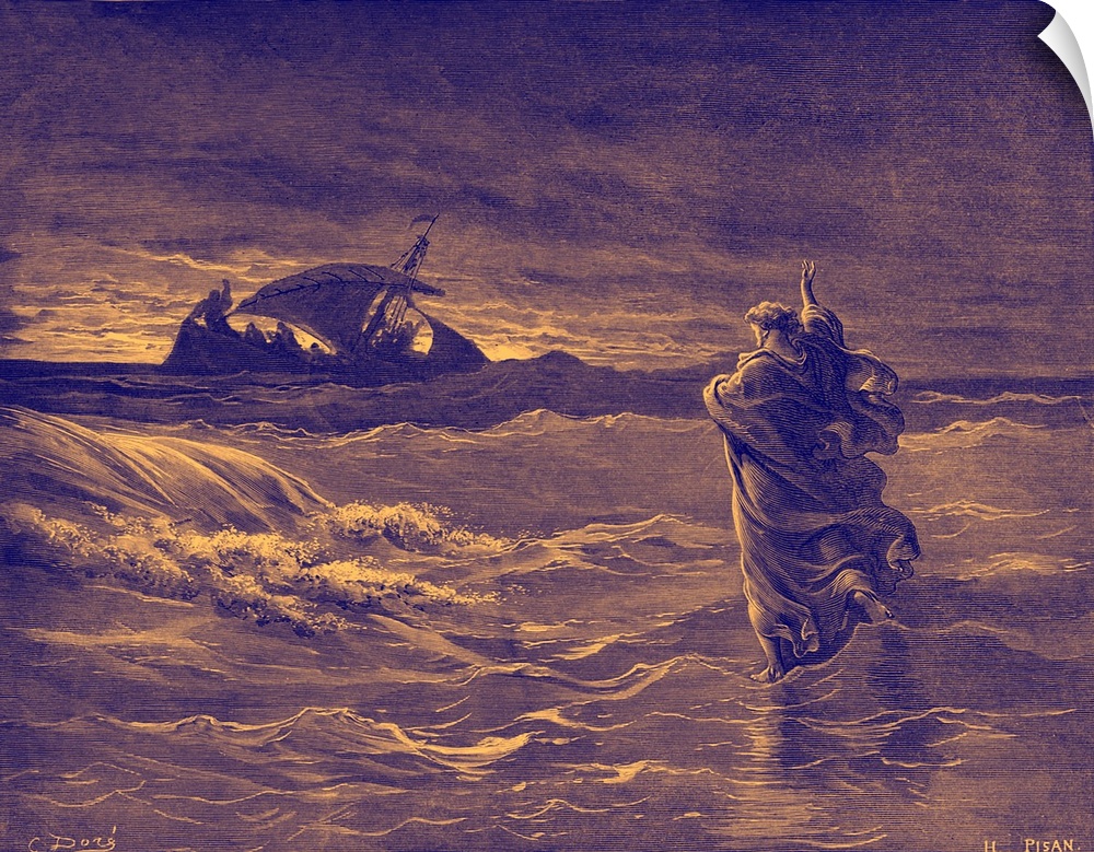 Jesus walking on the sea - Bible by Dore, Gustave (1832-83).