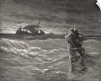 Jesus Walking on the Sea, John 6:19-21, illustration