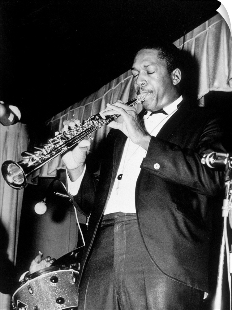 American jazz saxophone player John Coltrane (1926-1967) here playing the soprano saxophone, 60\'s; (add.info.: american j...