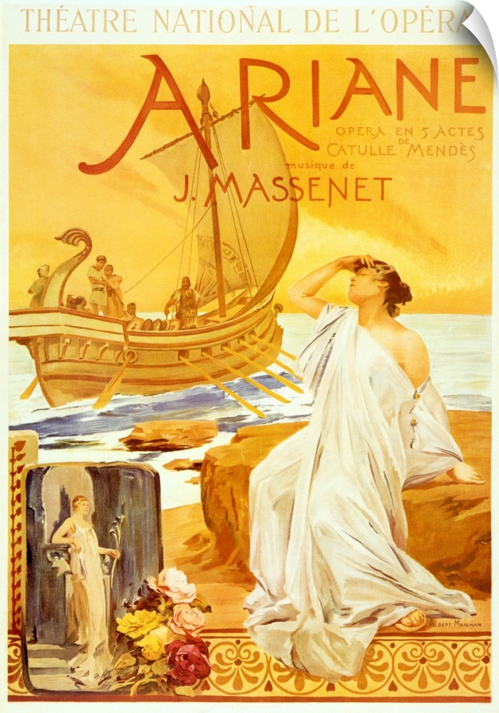 Jules MASSENET-ARIANE Poster for performance at Theatre National de l'Opera (1906), by Albert Maignan (1845-1908). French ...