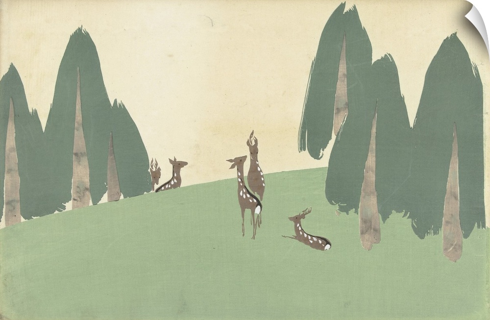 2909664 Kasugano deer, 1909 (woodblock print) by Sekka, Kamisaka (1866-1942); 30.2x 46.3 cm; Rijksmuseum, Amsterdam, The N...