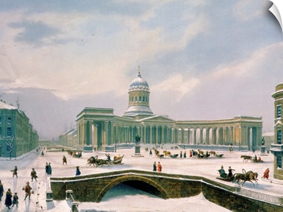 Kazan Cathedral, St. Petersburg, printed by Lemercier, Paris, 1840's