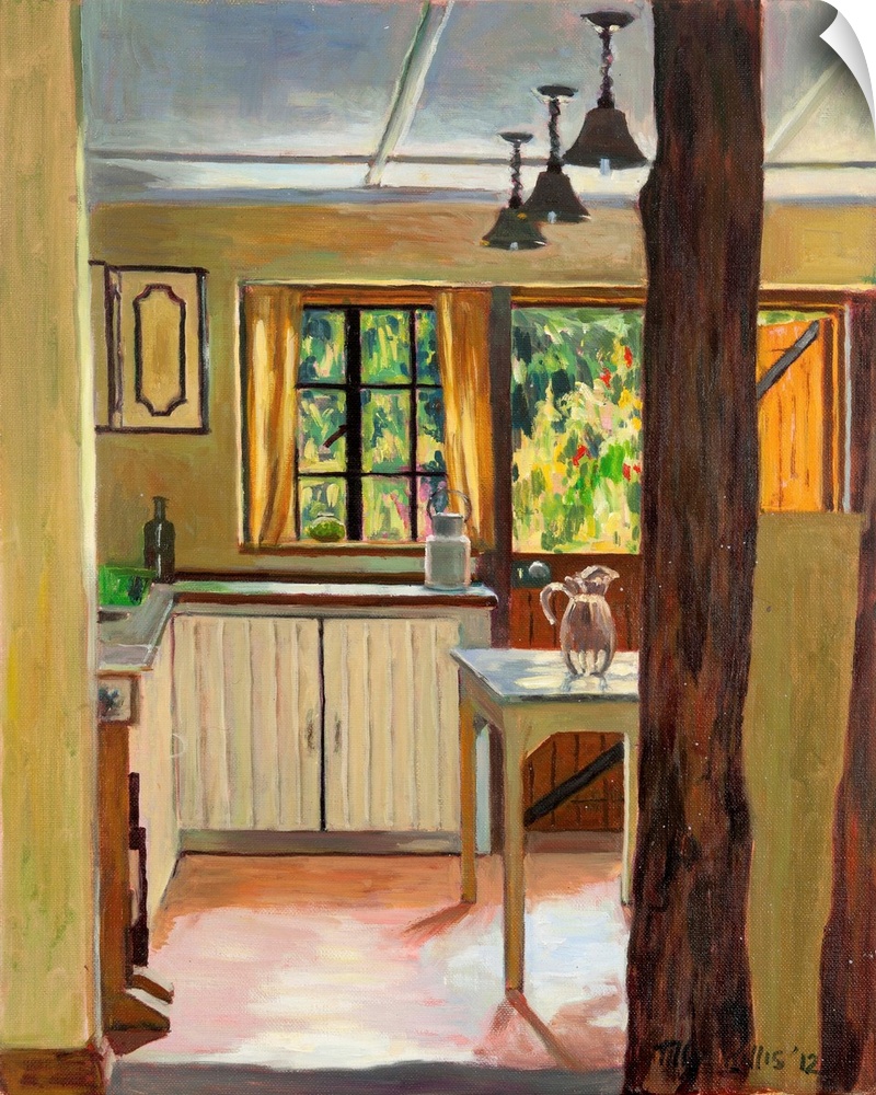 Contemporary painting of interior of a house in Kenya.