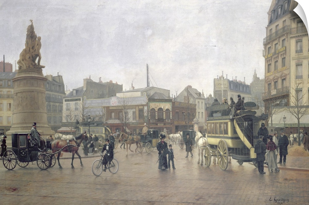 XIR27890 La Place Clichy, Paris, 1896 (oil on canvas)  by Grandjean, Edmond Georges (1844-1909); Musee de la Ville de Pari...