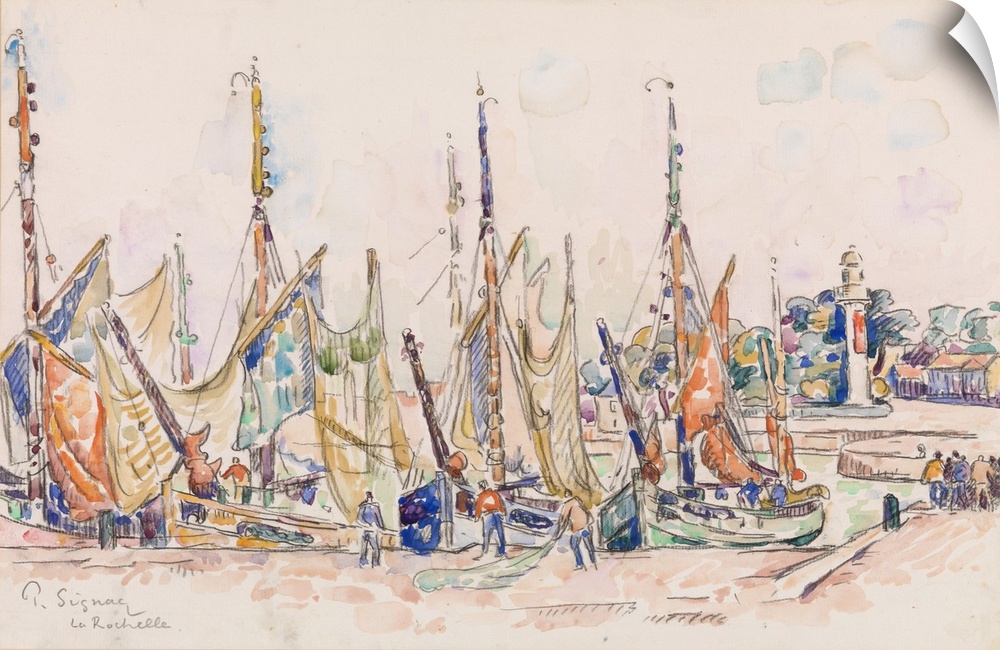 La Rochelle: Boats (Originally watercolor on paper)