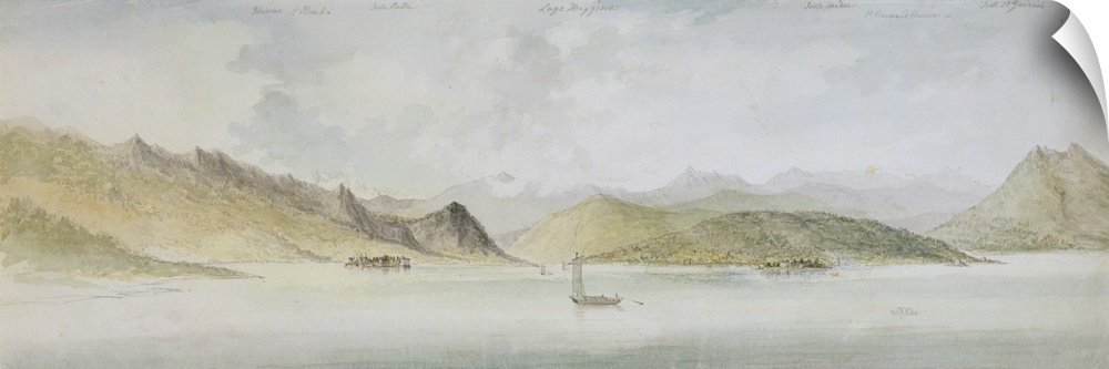 XYC136958 Lago Maggiore (w/c, pen, ink and graphite on paper) by Gore, Charles (1729-1807); 16.5x54.9 cm; Yale Center for ...