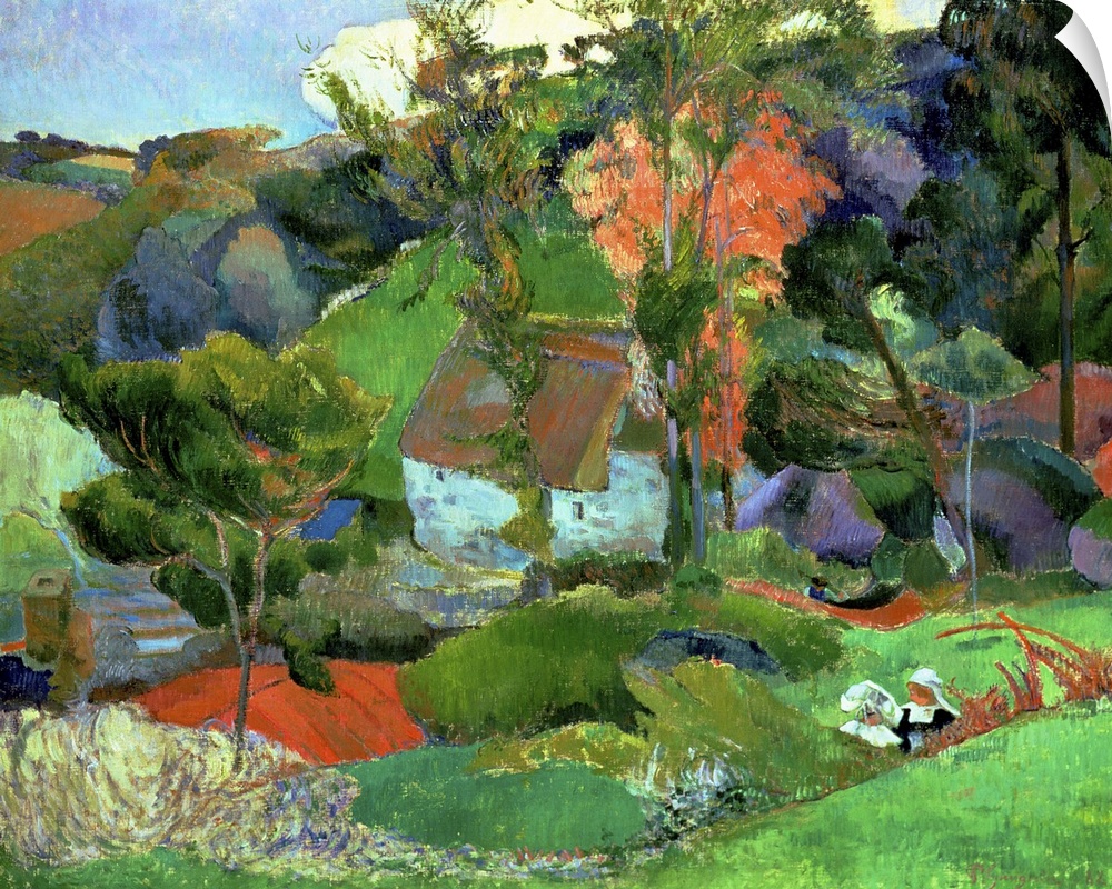 XIR61074 Landscape at Pont Aven, 1888 (oil on canvas)  by Gauguin, Paul (1848-1903); 72x91 cm; Private Collection; French,...