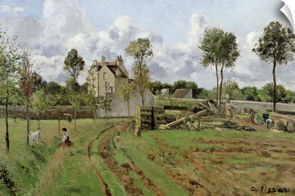 XIR16622 Landscape, Louveciennes, c.1872 (oil on canvas)  by Pissarro, Camille (1831-1903); 51.5x81 cm; Musee d'Orsay, Par...