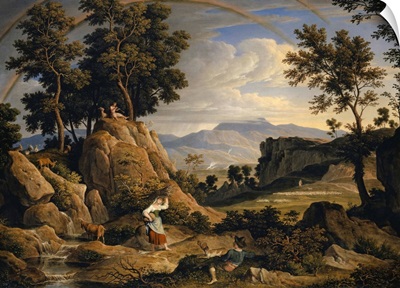 Landscape Near Olevano With Rainbow, 1823-24