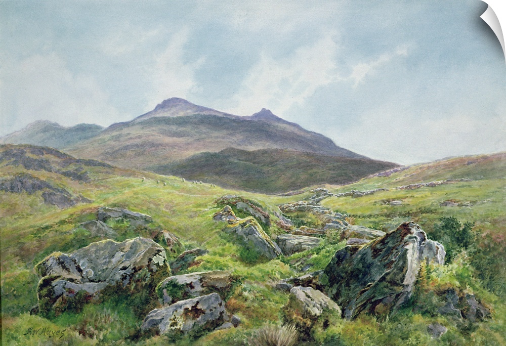 BAL40124 Landscape, Snowdon (watercolour)  by Hayes, Frederick William (1848-1919); Victoria