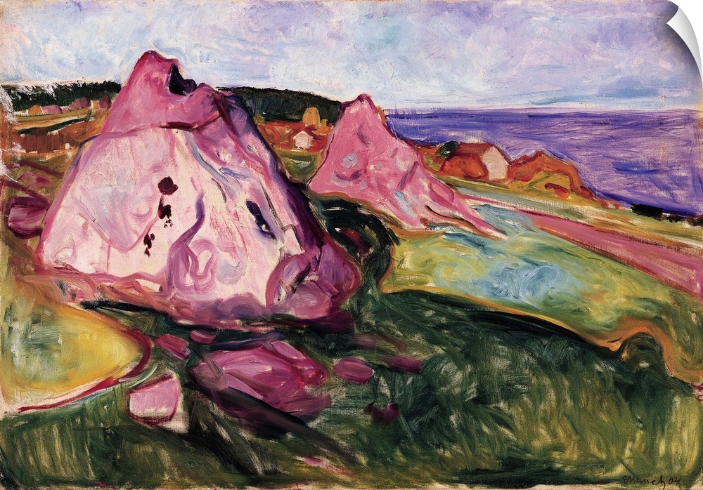 Landscape, Violet Rocks, 1904 (originally oil on canvas) by Munch, Edvard (1863-1944)