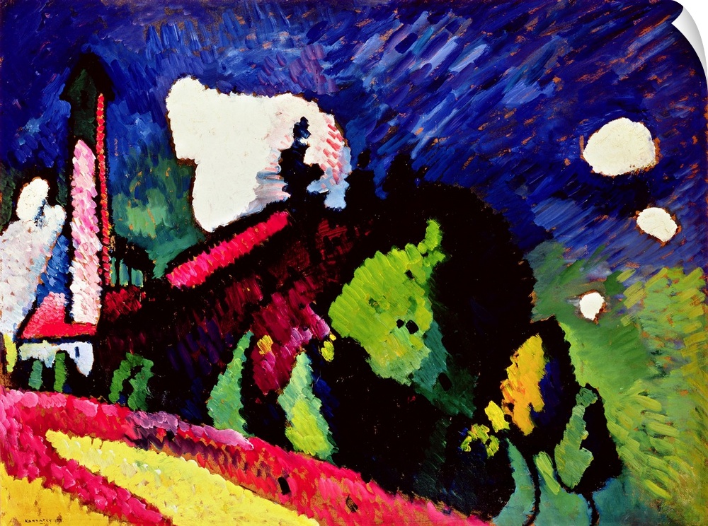 Landscape with a Steeple, 1909 (originally oil on canvas) by Kandinsky, Wassily (1866-1944)