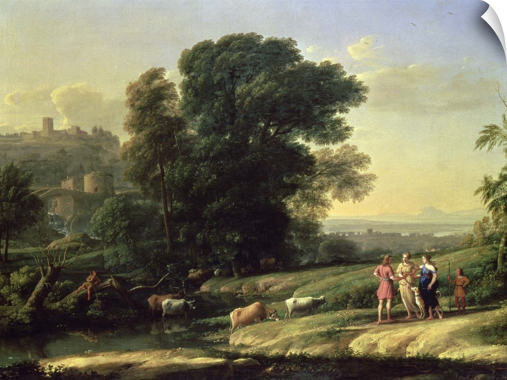 BAL72610 Landscape with Cephalus and Procris Reunited by Diana, 1645 (oil on canvas)  by Claude Lorrain (Claude Gellee) (1...