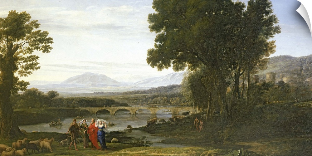 BAL75919 Landscape with Jacob and Laban and Laban's Daughters, 1654  by Claude Lorrain (Claude Gellee) (1600-82); oil on c...