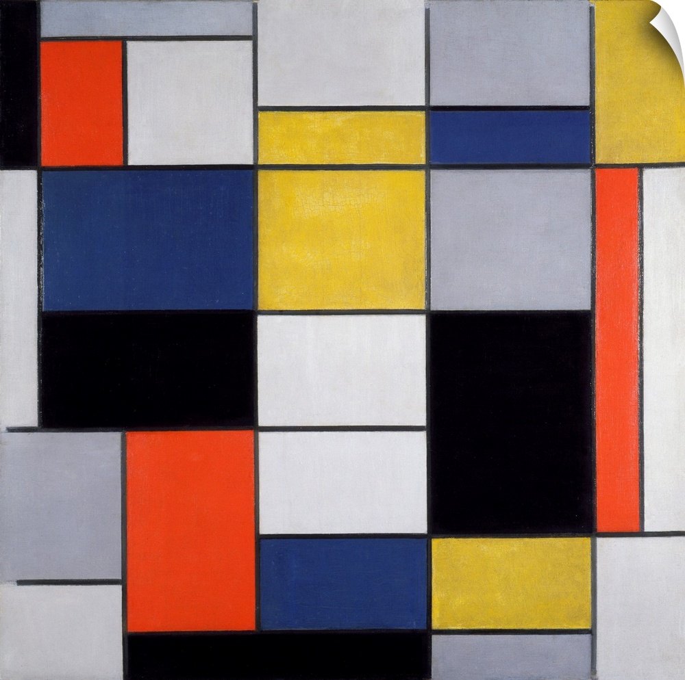 Large Composition with Black, Red, Grey, Yellow and Blue, 1919-1920 (originally oil on canvas) by Mondrian, Piet (1872-1944)