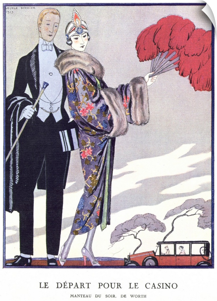 CHT257914 'Leaving for the Casino'. illustration for 'La Gazette du Bon Ton', 1923 (colour litho) by Barbier, Georges (188...