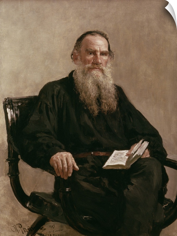 XZL149441 Lev Tolstoy (1828-1910) 1887 (oil on canvas)  by Repin, Ilya Efimovich (1844-1930); Tretyakov Gallery, Moscow, R...