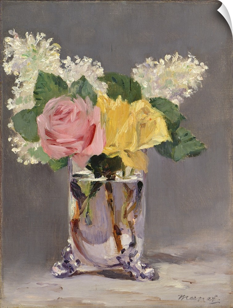 Lilacs and Roses, 1880, oil on canvas.  By Edouard Manet (1832-83).