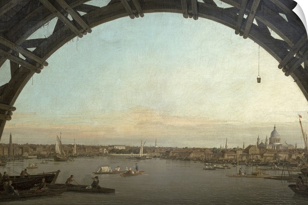 BAL72341 London seen through an arch of Westminster Bridge, 1746-7 (oil on canvas)  by Canaletto, (Giovanni Antonio Canal)...