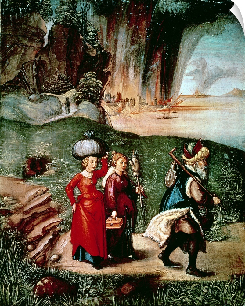XJL61322 Lot and his Daughters, c.1505 (oil on panel) (reverse of 61316)  by Durer or Duerer, Albrecht (1471-1528); 50.2x3...