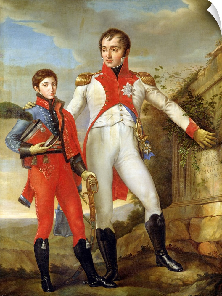 XIR70355 Louis Bonaparte (1778-1846) King of Holland and Louis Napoleon (1804-31) Crown Prince of Holland, c.1806 (oil on ...
