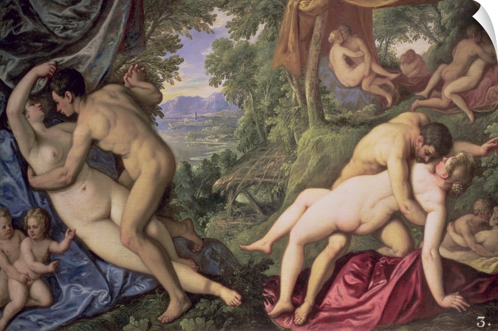 XAM70494 Lovers, 1585-89; by Fiammingo, Paolo (1540-96); oil on canvas; 160x260 cm; Kunsthistorisches Museum, Vienna, Aust...