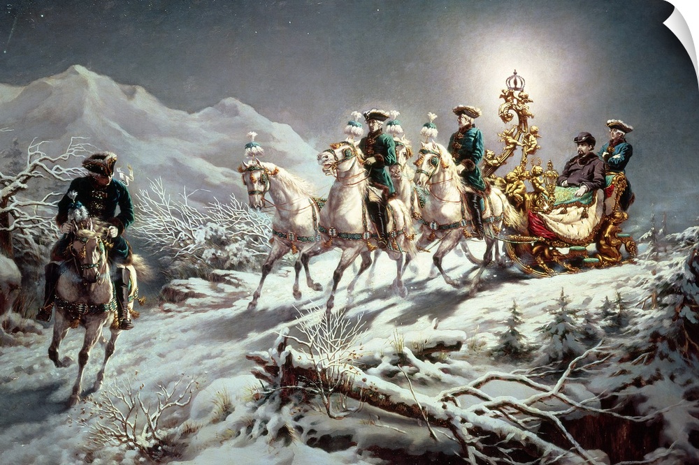 XZL151535 Ludwig II (1845-86) of Bavaria Sleighing at Night from Neuschwanstein to Linderhof, 1888 (oil on canvas)  by Wen...