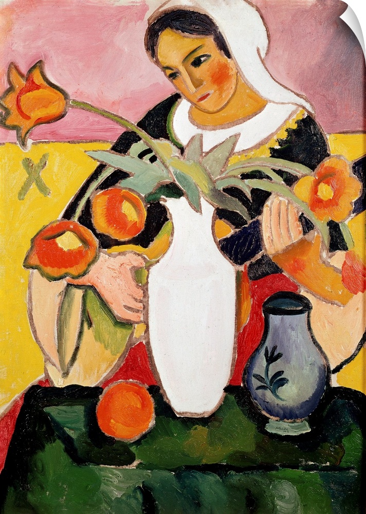 Lute player Painting by August Macke (1887-1914) 1910.