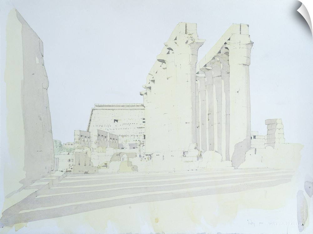 Contemporary painting of an ancient temple in Egypt.