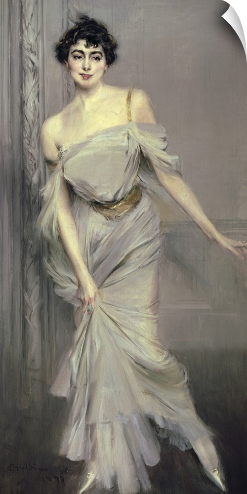 BAL9963 Madame Charles Max, 1896 (oil on canvas)  by Boldini, Giovanni (1842-1931); 205x100 cm; Musee d'Orsay, Paris, Fran...