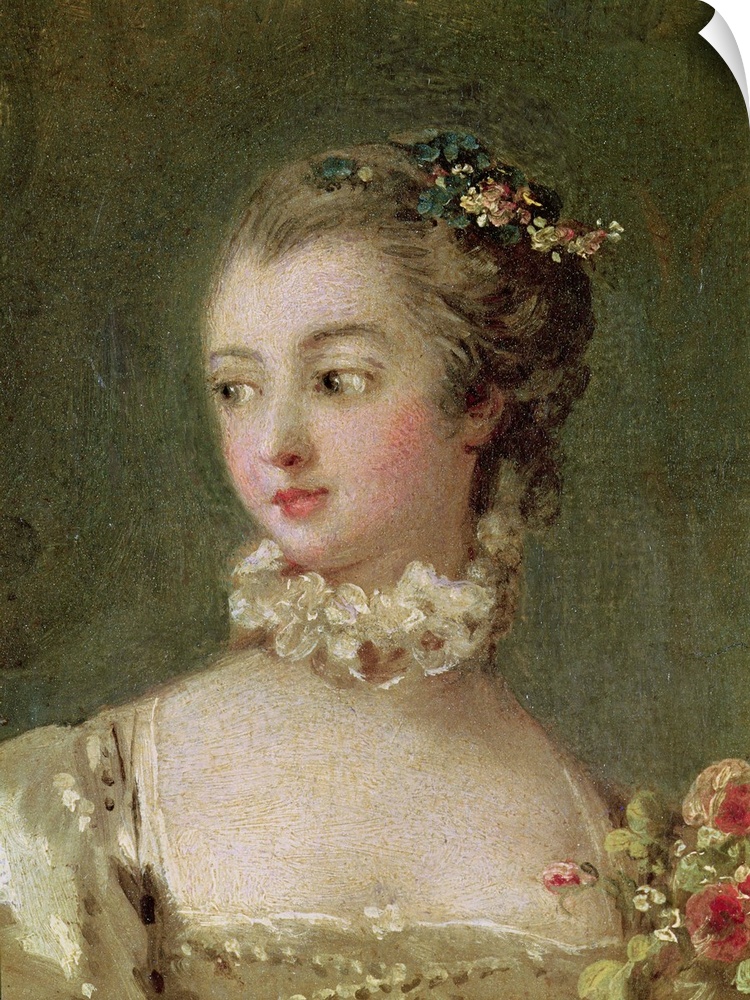 XIR176761 Madame de Pompadour (1721-64) (oil on canvas) (detail of 26230) by Boucher, Francois (1703-70); Louvre, Paris, F...