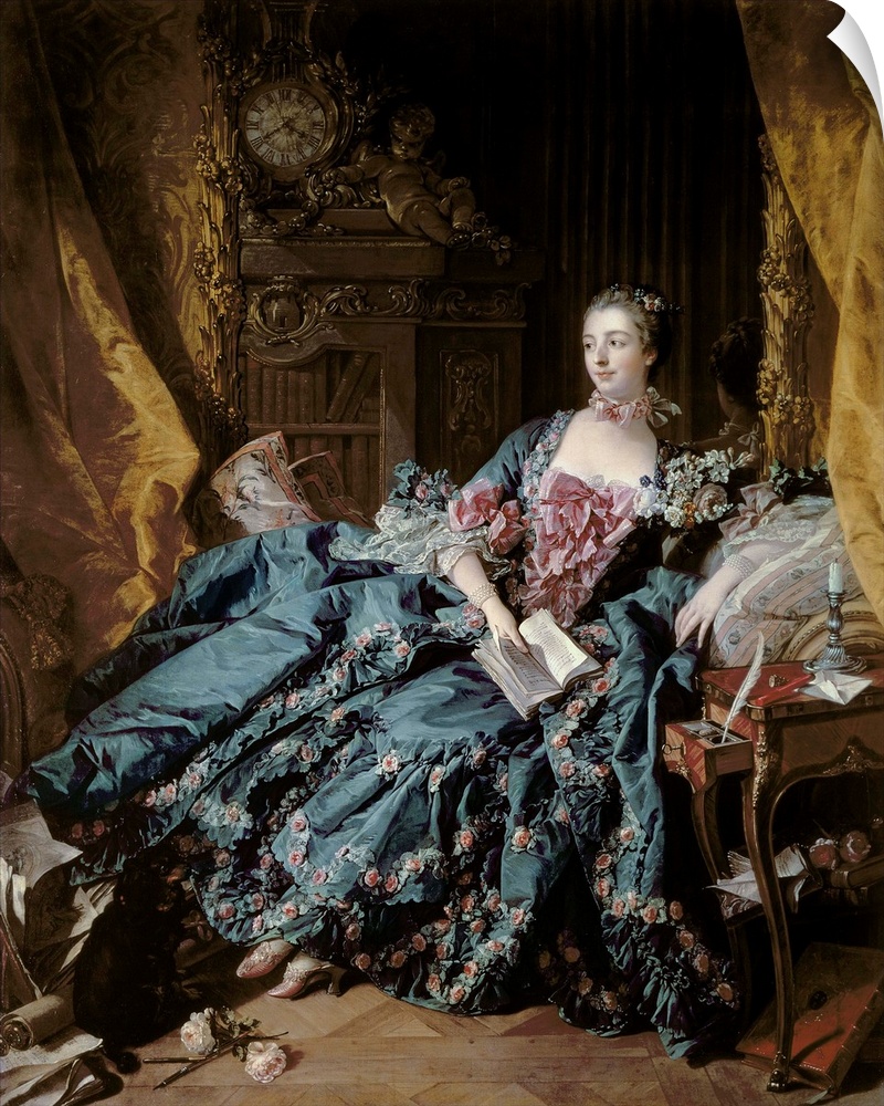 BAL8545 Madame de Pompadour, 1756 (oil on canvas)  by Boucher, Francois (1703-70); 201x157 cm; Alte Pinakothek, Munich, Ge...