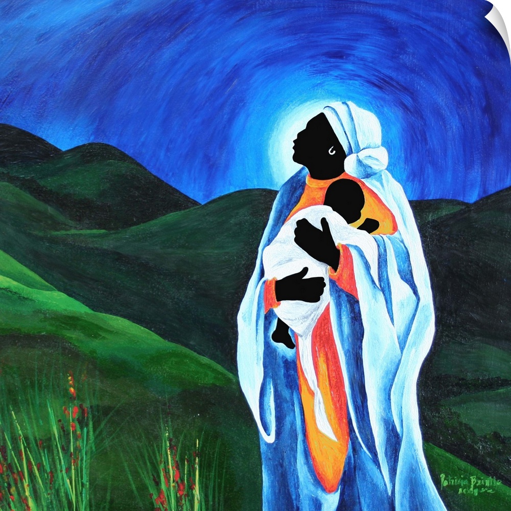 Contemporary Christian painting of the Virgin Mary and Infant Christ as a Haitian woman and child.