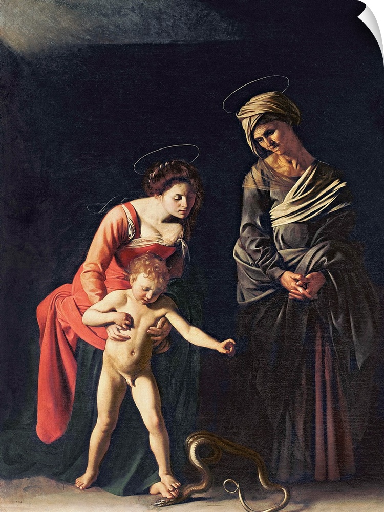 XIR60355 Madonna and Child with a Serpent, 1605 (oil on canvas)  by Caravaggio, Michelangelo Merisi da (1571-1610); 292x21...