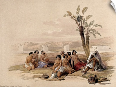 Male and female Ethiopian slaves resting, Korti, Sudan, lithograph by Louis Haghe, 1846