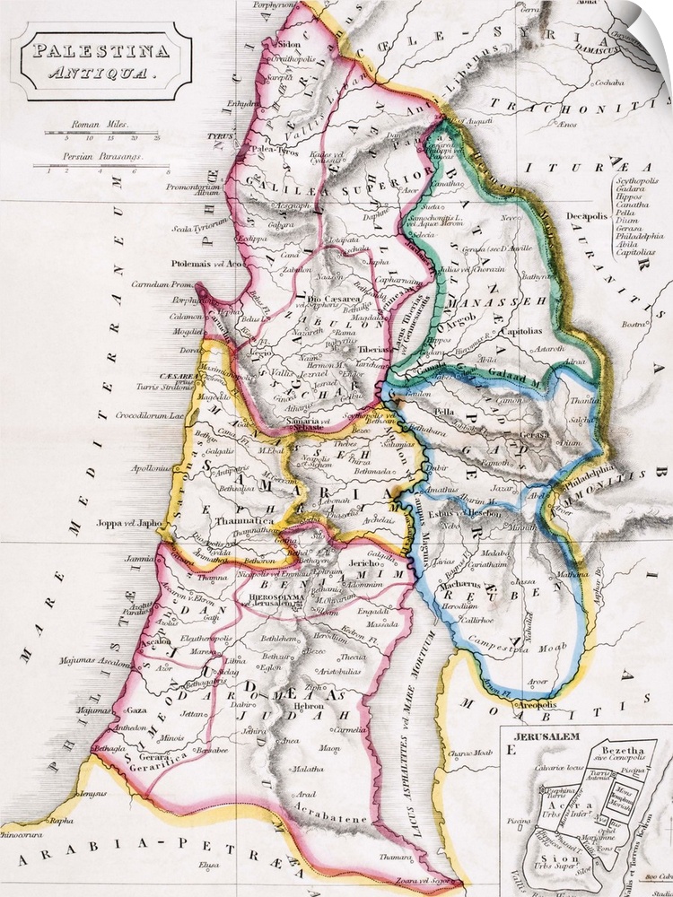 KW288095 Map of Palestine, Palestina Antiqua, from 'The Atlas of Ancient Geography' by Samuel Butler, published in London,...