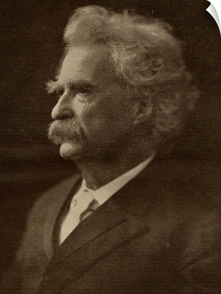 Mark Twain, psuedonym of Samuel Langhorne Clemens, 1835-1910.  American writer and humorist. From the book "The Masterpiec...