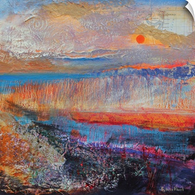 Marsh Sunset 2013, acrylic/ paper collage