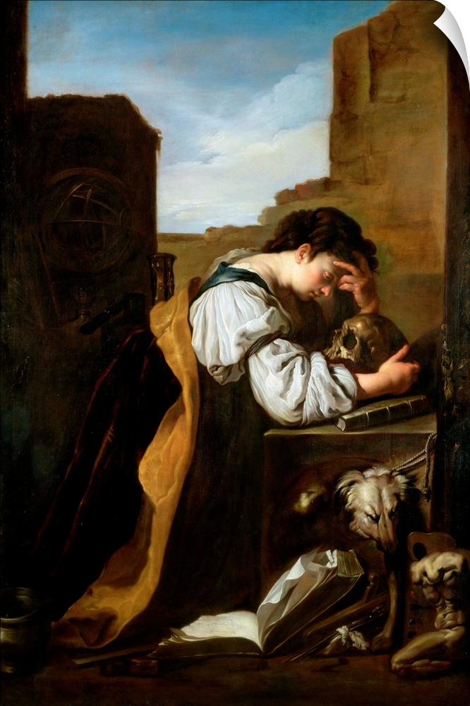 XCY59753 Melancholy (oil on canvas)  by Fetti or Feti, Domenico (1589-1624) (after); 195x130 cm; Musee des Beaux-Arts, Nan...