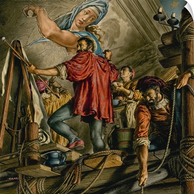 Michelangelo Buonarrotti painting the Sistine Chapel