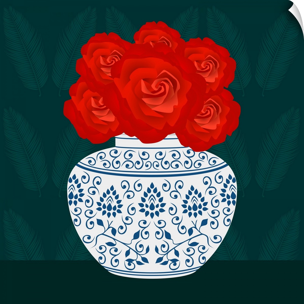 Ming Vase With Roses