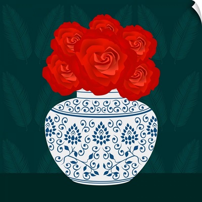 Ming Vase With Roses