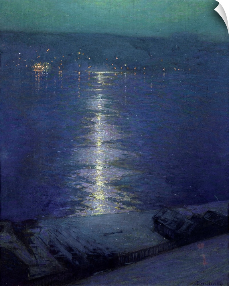 XIR208406 Moonlight on the River, 1919 (oil on canvas)  by Harrison, Lowell Birge (1854-1929); 71x64 cm; Musee d'Orsay, Pa...
