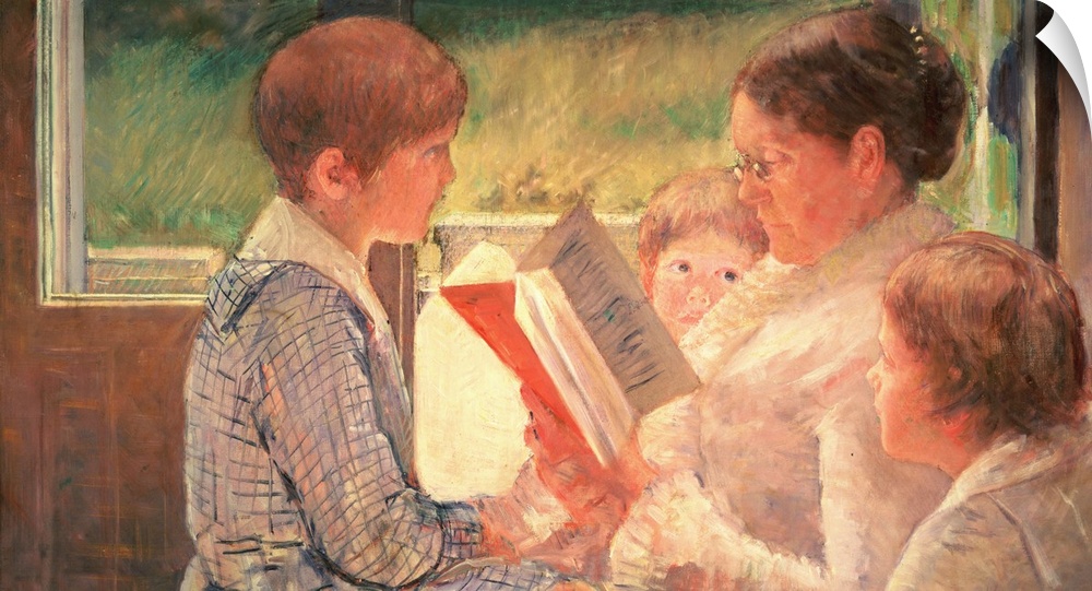 BAL37616 Mrs Cassatt Reading to her Grandchildren, 1888 (oil on canvas)  by Cassatt, Mary Stevenson (1844-1926); Private C...