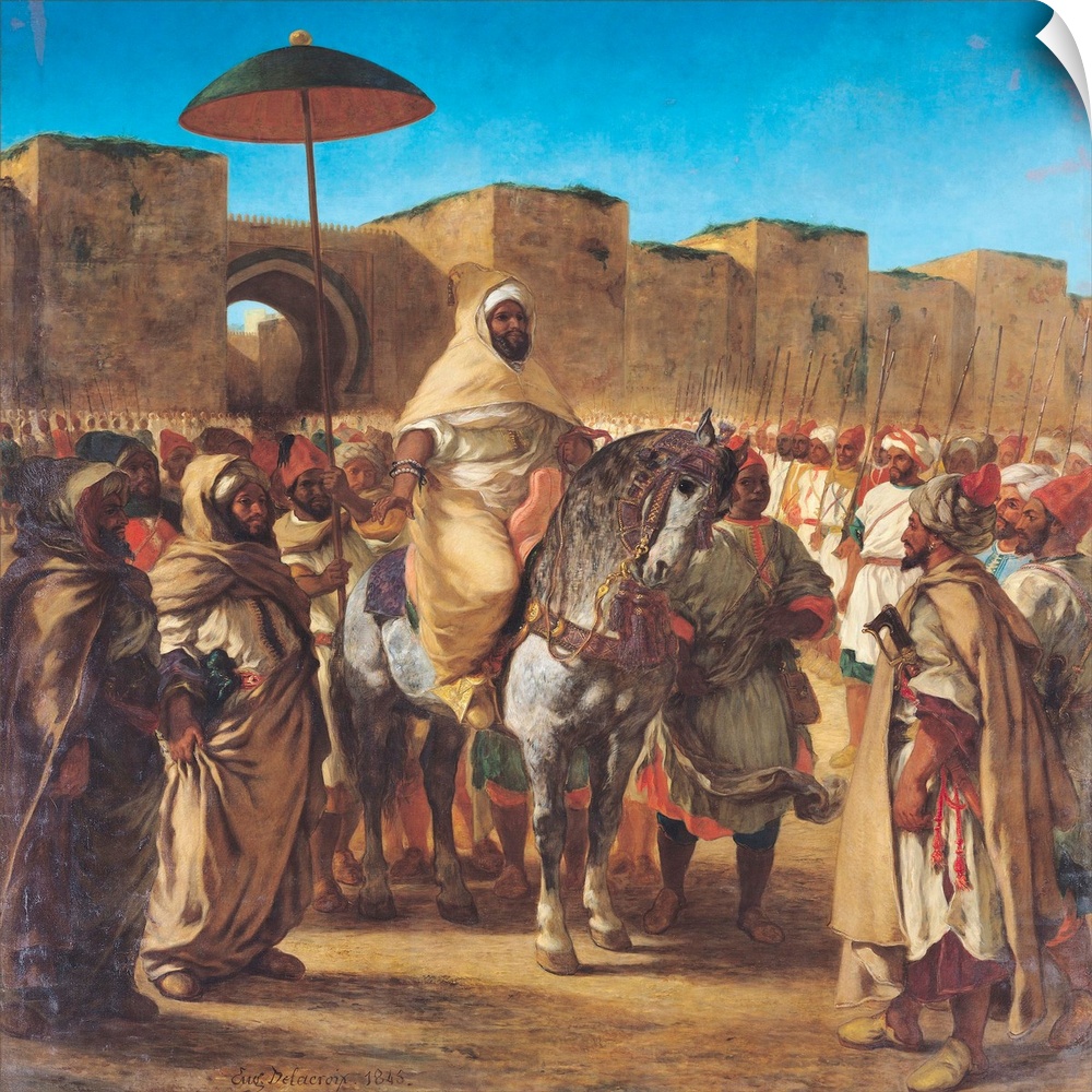 Muley Abd-ar-Rhaman , The Sultan of Morocco, leaving his Palace of Meknes with his entourage, March 1832, 1845