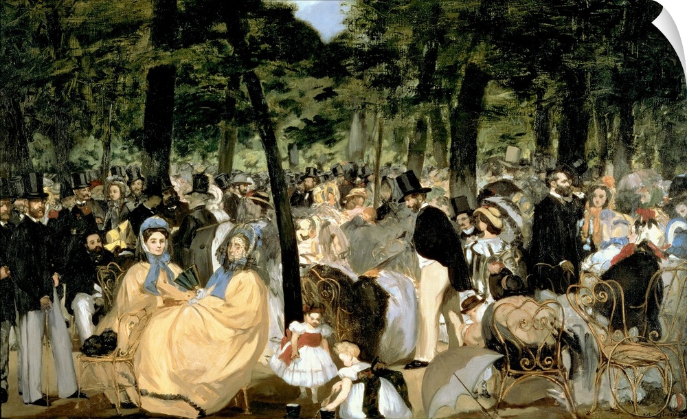 Music in the Tuileries Gardens, 1862 (originally oil on canvas)  by Manet, Edouard (1832-83).