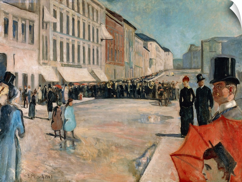 Music on Karl Johan Street, 1889, by Edvard Munch (1863-1944), originally oil on canvas, Norway, 20th century