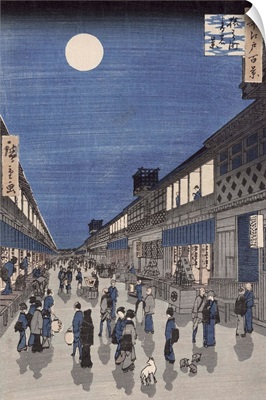 Night time view of Saruwaka Street, from Meisho Edo Hyakkei