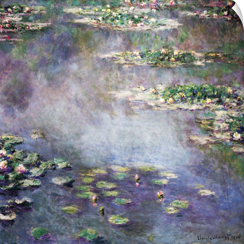 Nympheas, 1906 (originally oil on canvas) by Monet, Claude (1840-1926)